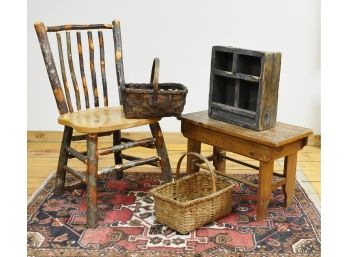 Adirondack Side Chair, Bench, Baskets And Wall Cubby (CTF10)