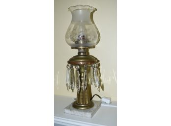 Converted 19th C. Astral Lamp On Marble Base (CTF10)