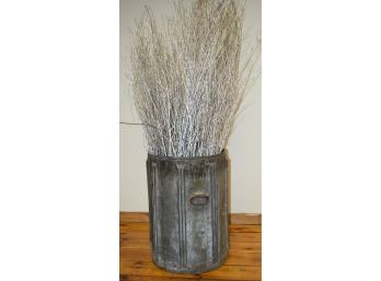 Vintage Industrial Galvanized Barrel With Silvered Branches (CTF10)
