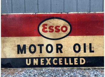 Vintage Esso Advertising Sign 'Motor Oil Unexcelled' (CTF10)