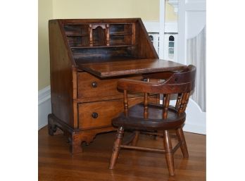 Antique Child's Size Slant Lid Desk & Chair (CTF10)