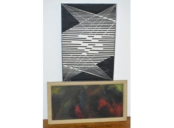 Two Mid-century Artworks, An Abstract Oil And A Cut Work (CTF10)