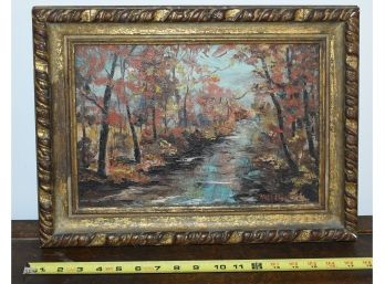Antique Signed Nell Boardman Oil On Canvas, Stream In Autumn (CTF10)