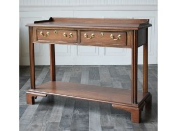 Vintage Mahogany Two Drawer Console Table With Lower Gallery (CTF20)
