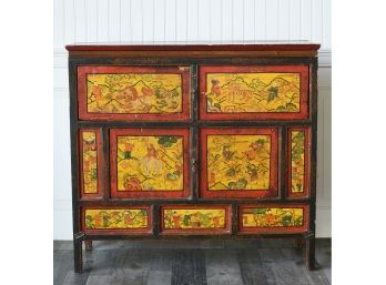 Imported Tibetan Four Door Cabinet With Exotic Decoration (CTF20)