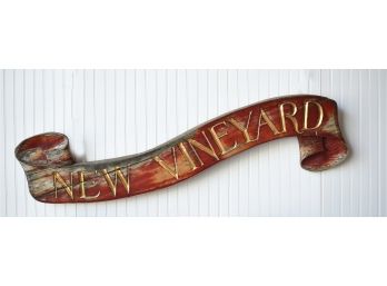 'New Vineyard' Banner Form Carved Wood Sign (CTF10)