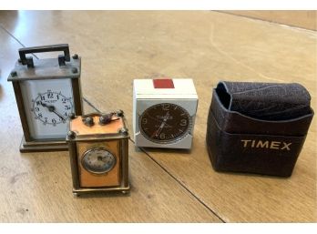 Miniature Travel Clocks: Swiss Enamel, New York Example And Timex (CTF10)