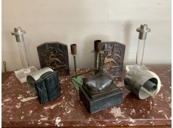 Deco Style Collectible Lot: Bookends, Candlesticks And More (CTF10)