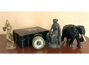 Interesting Collectibles: Figures, Clock And A Decorated Box (CTF10)
