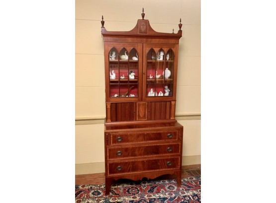 Late 19th C. Federal Style Inlaid Tambour Secretary (CT30)