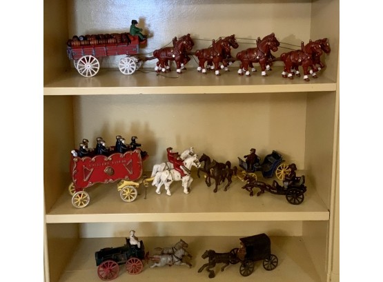 Vintage Cast Iron Horse Drawn Toy Collection, 6pcs (CTF10)