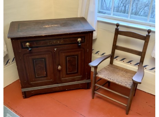 Late 19th C. Commode & Child's Porch Chair (CTF10)