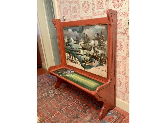 Hand Painted Settle Bench, Signed Whorf (CTF10)