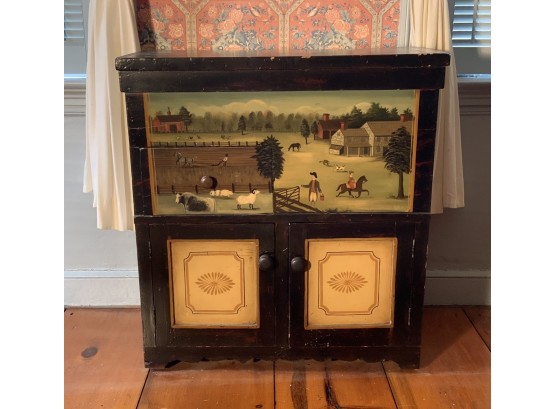 Antique Pine Commode Painted By R. Cahoon  (CTF20)