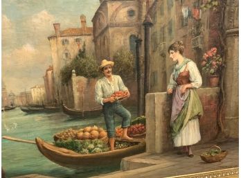 Vintage C. Haddon 'The Fruit Vendor' RBA Oil Painting (CTF15)