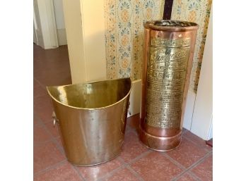 Brass & Copper Fire Extinguisher Umbrella Holder & Brass Wastebasket (CTF10)