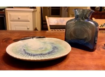 Shell Dish & Blue Glass Vase (CTF10)