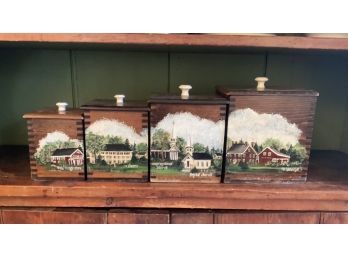 Grafton VT Scenes Hand Painted Wood Canister Set (CTF10)