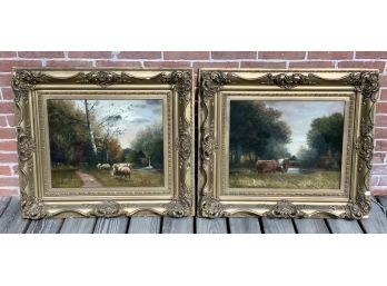 E. Weber Signed Victorian Oil Paintings In Period Gilt Frames (CTF30)