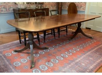 Double Pedestal Inlaid Mahogany Dining Table (CTF30)