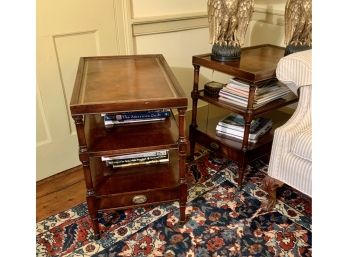 Vintage Tooled Leather Top Mahogany End Tables (CTF20)