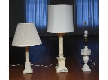 Three Vintage Stone Table Lamps (CTF10)