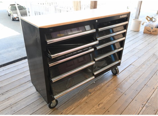 See Condition -Husky Rolling Welded Steel Ten-drawer Tool Chest (CTF30)