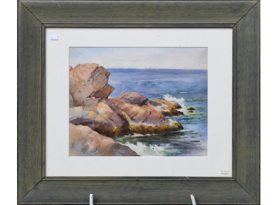 Rocky Shoreline Watercolor Marblehead (CTF10)