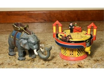 Mechanical Race Game Toy 1871  & Elephant Mechanical Bank (CTF10)