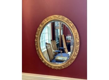 Vintage Carved And Gilt Oval Wall Mirror (CTF10)