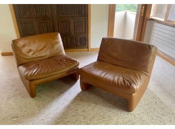 Armless Brown FAUX Leather Chairs (CTF30)