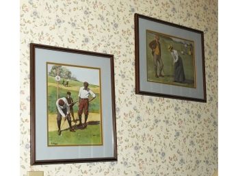 Two Golfing Chromolithograph Signed AB Frost (CTF10)