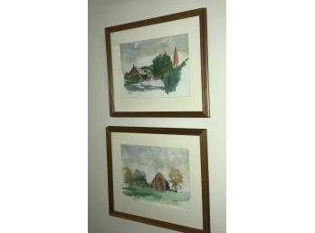 Two Ben Stephenson Watercolors, Farm Scenes (CTF10)