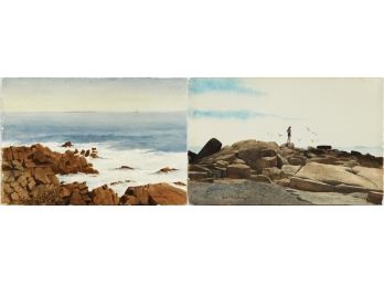 Two Seaside Eliot Batchelder Unframed Watercolors  (CTF10)