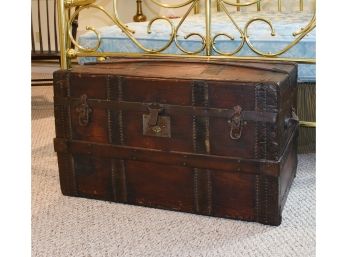 Victorian Trunk With Hinged Lid And Leather Handles (CTF10)