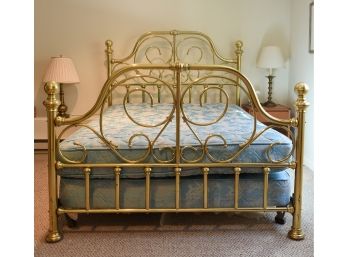 Queen Size Modern Scroll Design Brass Bed (CTF50)
