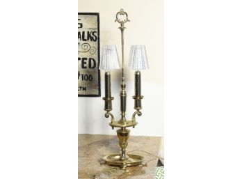 Brass Table Lamp With Two Glass Shades (CTF10)