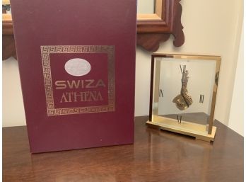 Brass & Glass Shelf Clock, Swiza Athena (CTF10)