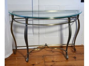 Demi-lune Plate Glass Topped Table On Iron Base (CTF10)