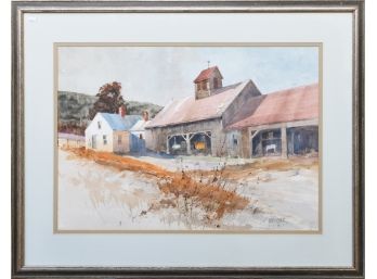 'Farm Near Grafton' Watercolor By VT Artist Bradford Ridley Voight, 1985 (CTF10)