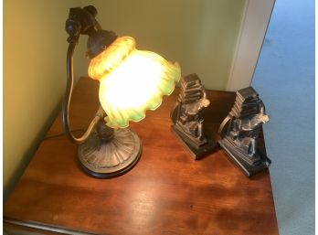 Vintage Bookends & Victorian-style Table Lamp (CTF10)