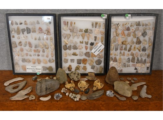 Box Of Native Artifacts And Three Arrowhead Portfolios (CTF20)