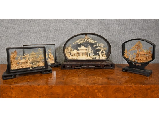 Set Of Four Chinese Carved Cork Maquettes (CTF20)