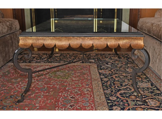 Lovely Decorative Scalloped Iron & Glass Coffee Table (CTF20)