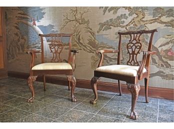 Baker Chippendale Style  Open Armchairs (CTF20)