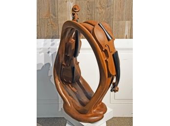 Candace Knapp Carved Wood Sculpture, Two Violins In Love (CTF20)