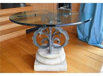 Decorative Scrolled Iron And Glass Table (CTF30)