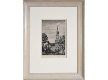 Alice Standish Buell Signed Etching Of Baker Library At Dartmouth College (CTF10)