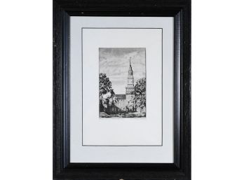 Alice Standish Buell Signed Etching, Baker Library Dartmouth College (CTF10)