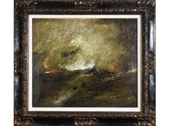 Early 20th Century Abstract Painting, Ship In Stormy Waters (CTF10)